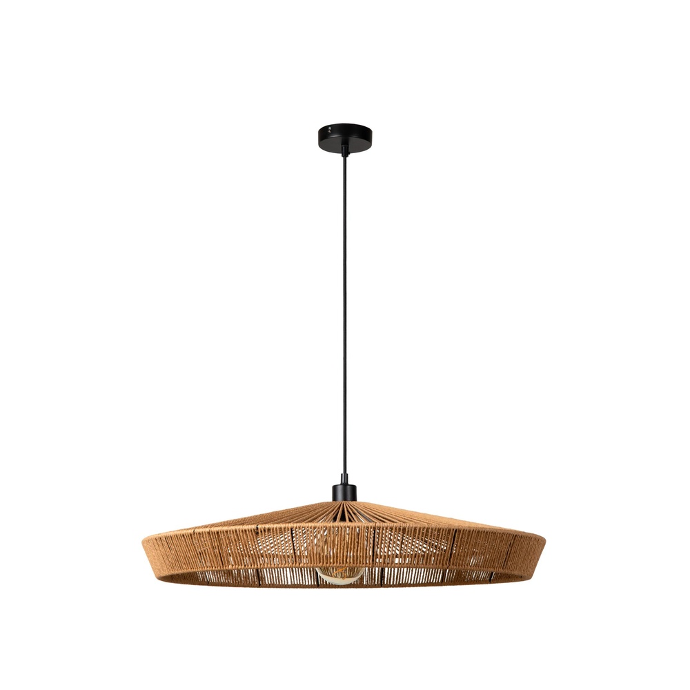 Lucide HanglampYunkai Ø 70cm zwart met rotan - 10413/70/72